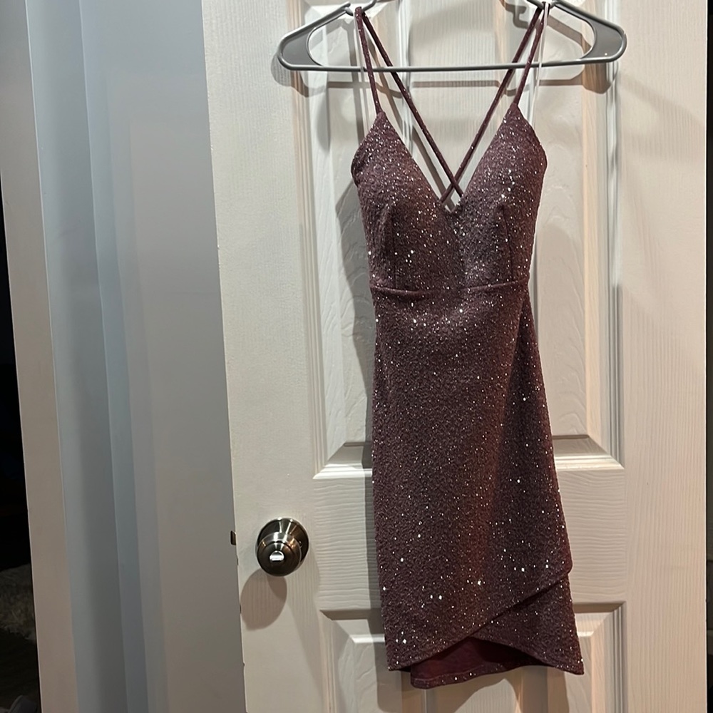 Purple Glam Glitter Girl Mini Dress